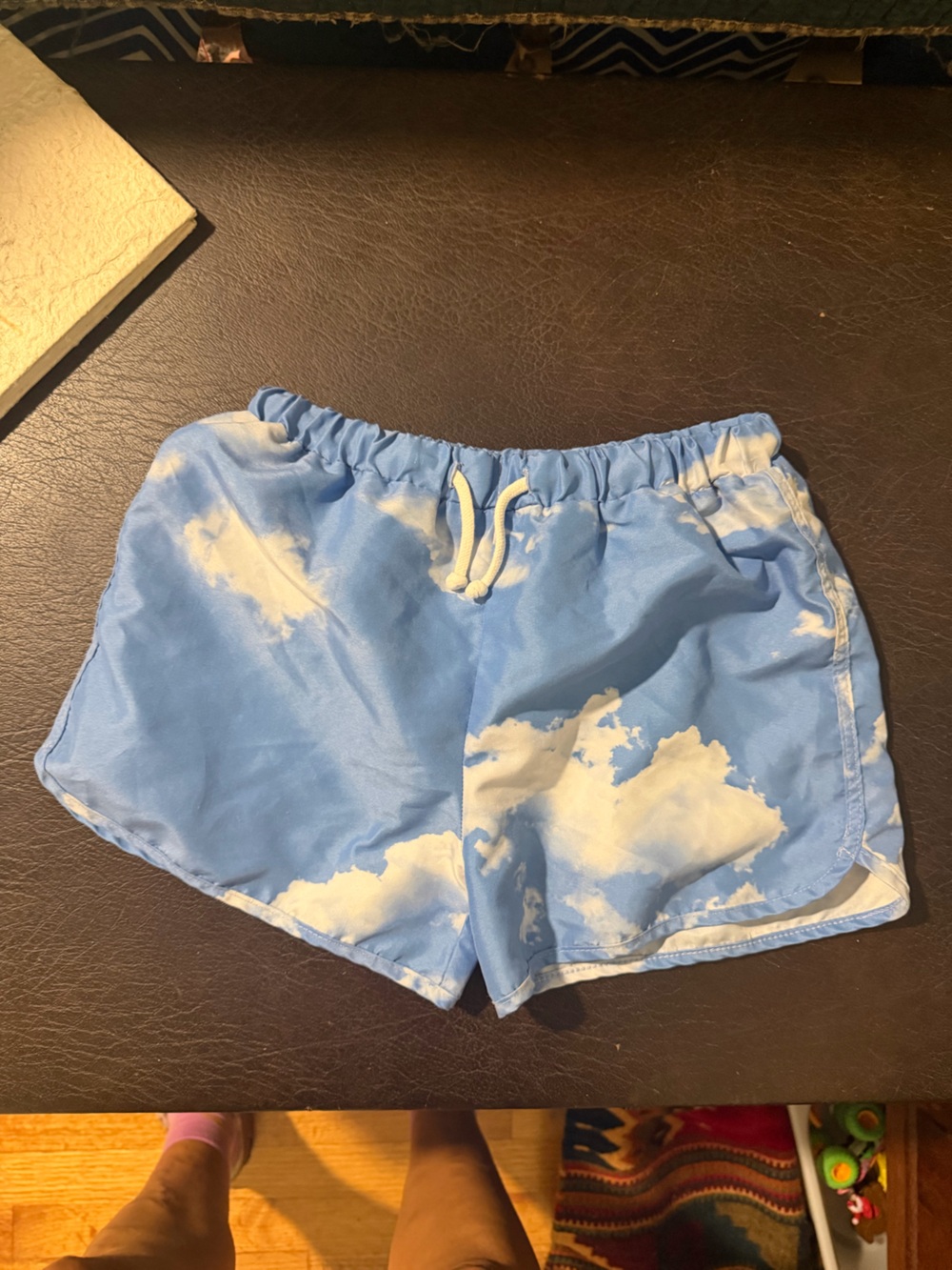 Romey loves lulu Sky Print Elastic Waist Shorts - Blue & White